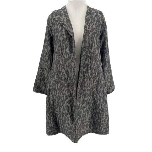 Eileen Fisher Women's Patina Jacquard Open Front Coat in Charcoal Size Small - Picture 1 of 6